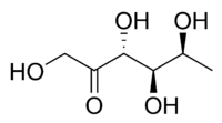 Structure linéaire (haut) et forme furanose (bas) du L-Fuculose